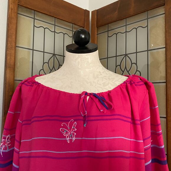 Bob Mackie Wearable Art Oversized Butterfly Tie Neck Blouse Size M - Picture 5 of 9